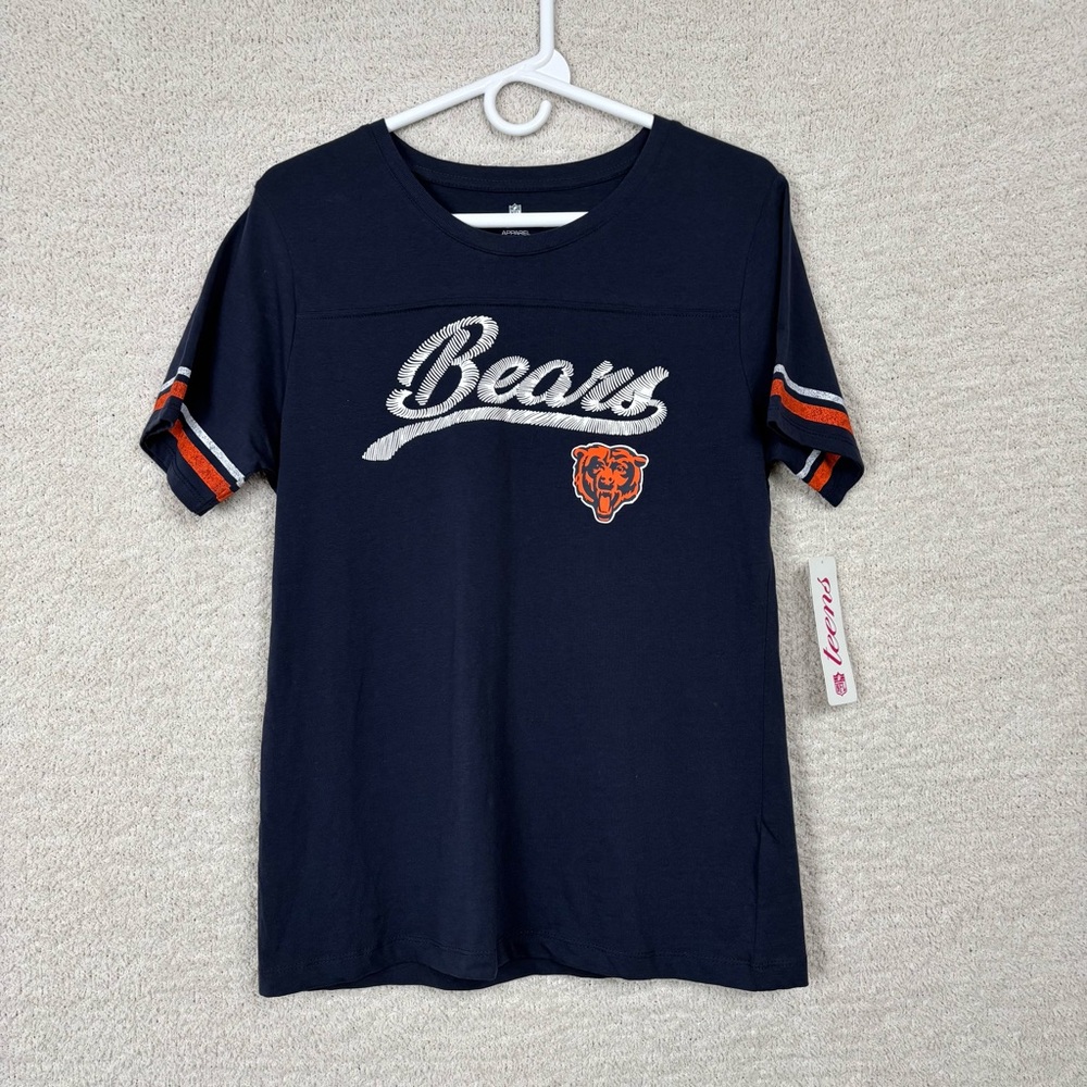 Teens Apparel Top Girls XL 15/17‎ Blue Chicago Bears Football Short Sleeve